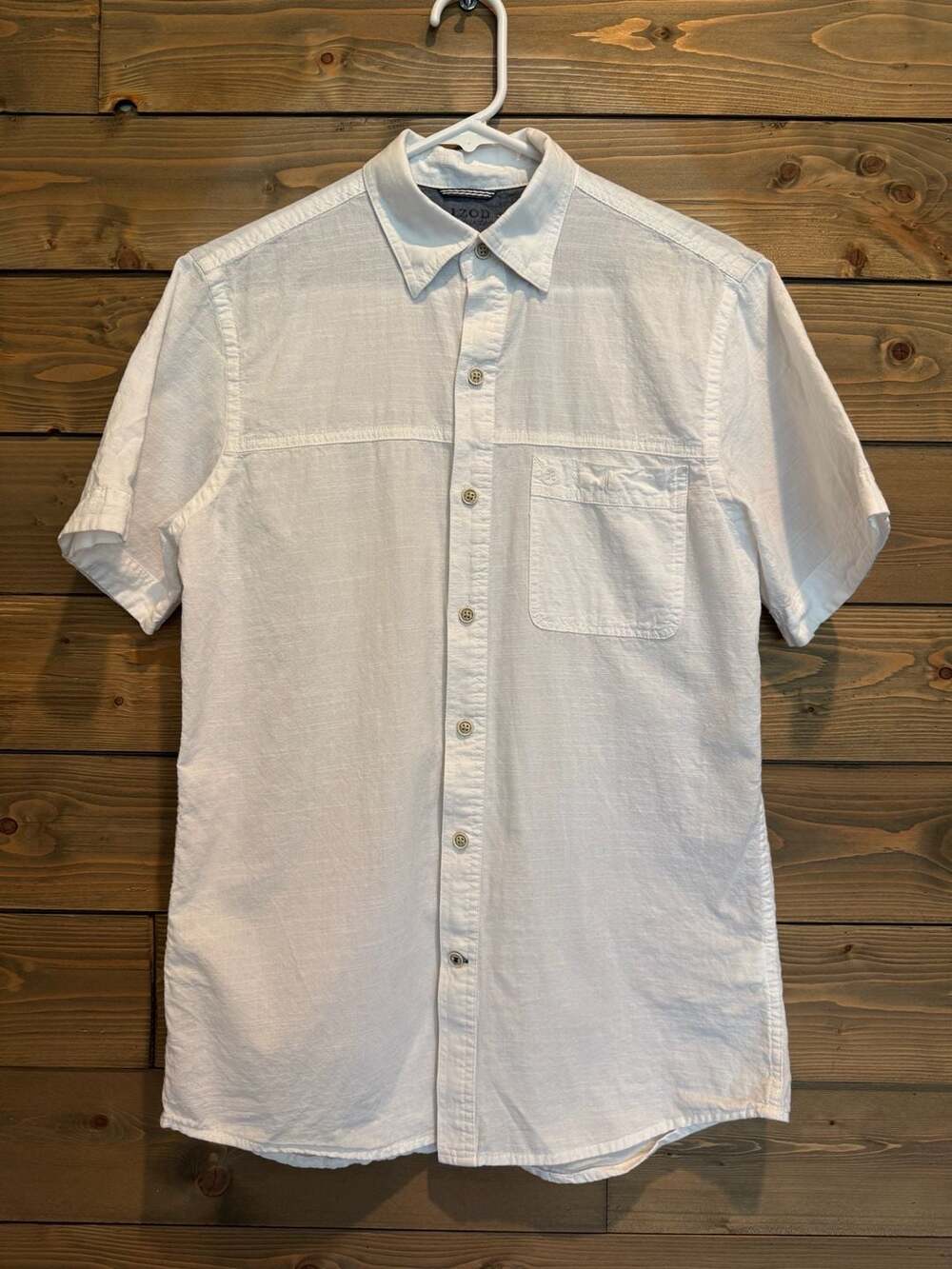 IZOD Saltwater Men's White Short Sleeve Button-Down Shirt Size S